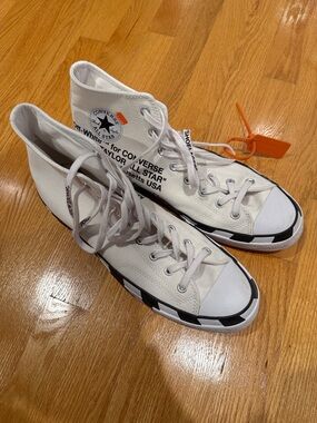 Off-White Converse Chuck Taylor High Top — White with Black and Orange Accents
